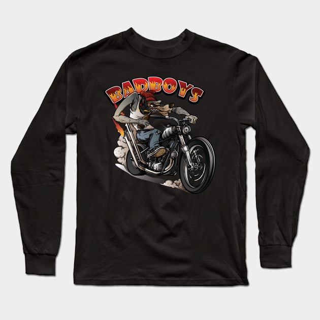 Bad Boys Rockabilly Wolf Long Sleeve T-Shirt by GermanStreetwear